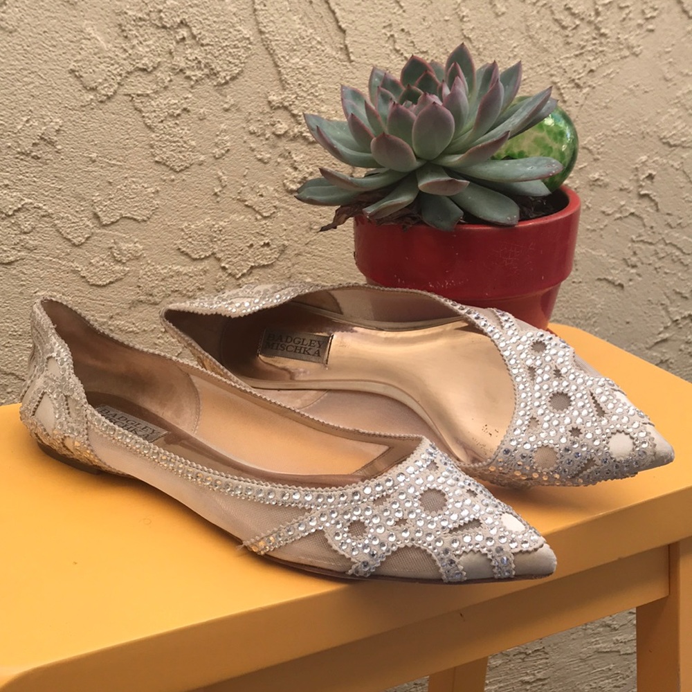 Badgley Mischka Gigi crystal pointy toe flats